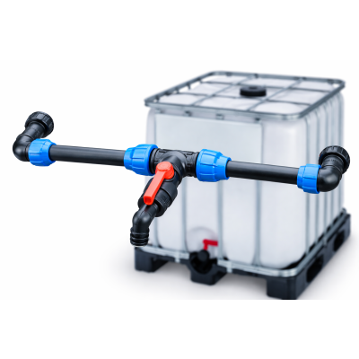 Łącznik  do zbiornika IBC   gwint S60x6 rura 50 mm zawór 1 cal
